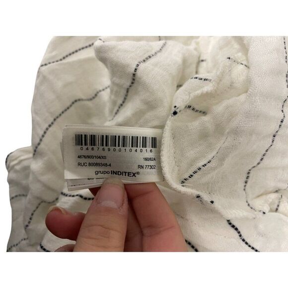 Zara Srpls Womes Midi Skirt XS White Black Striped Linen Blend 4676/900 NWT - Picture 9 of 16